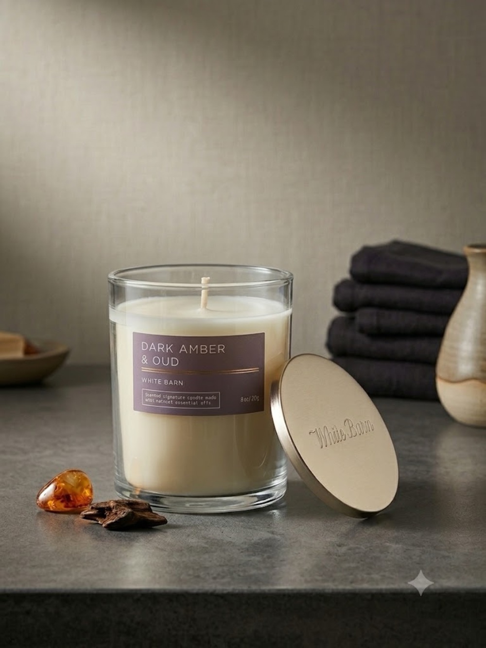 White Barn Dark Amber & Oud Single Wick Candle